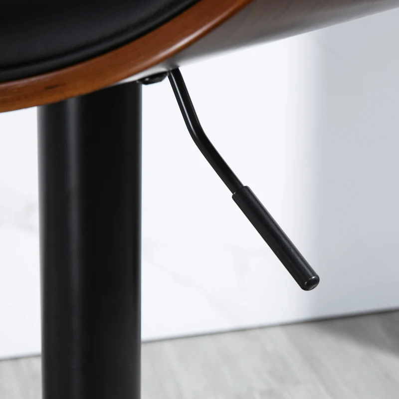 HOMCOM Bar Stool Set, Adjustable Height, Swivel, Faux Leather, Steel Frame, Black, 53 x 50.5 x 112.5 cm