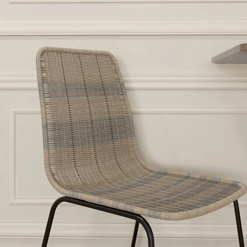 HOMCOM Set of 2 elegant dining chairs, with woven resin rattan imitation, steel base