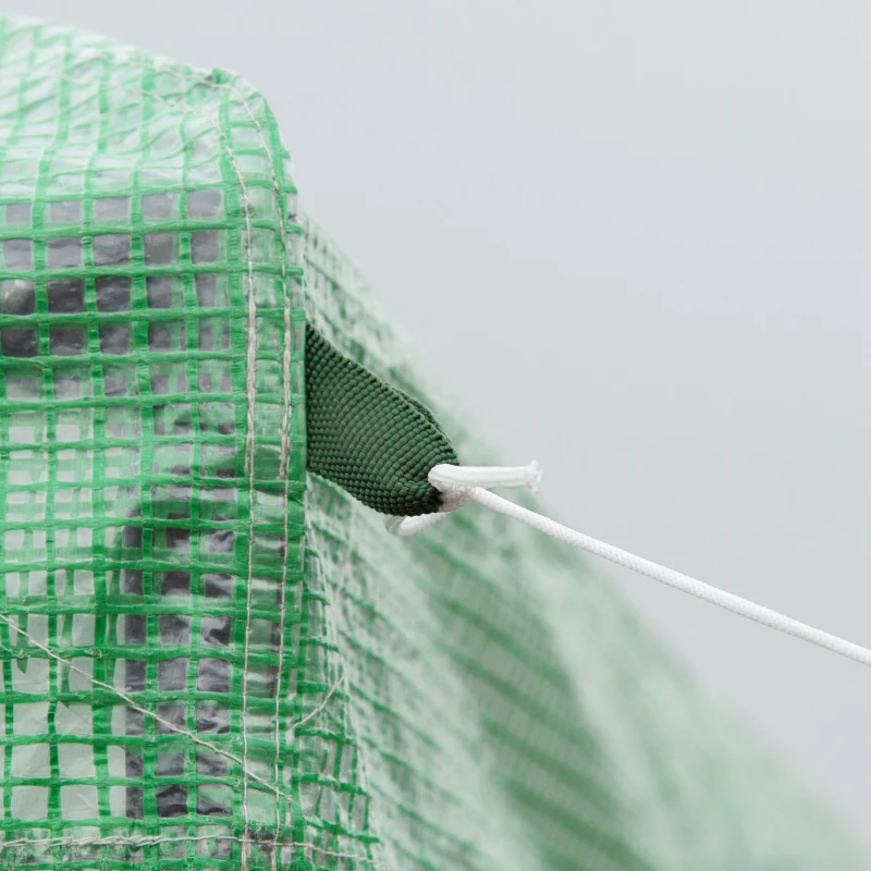 Outsunny Walk-in Polytunnel Greenhouse, Outdoor Garden Tunnel Greenhouse Tent with Zipped Roll-Up Door and 6 Mesh Windows, 4 x 3M