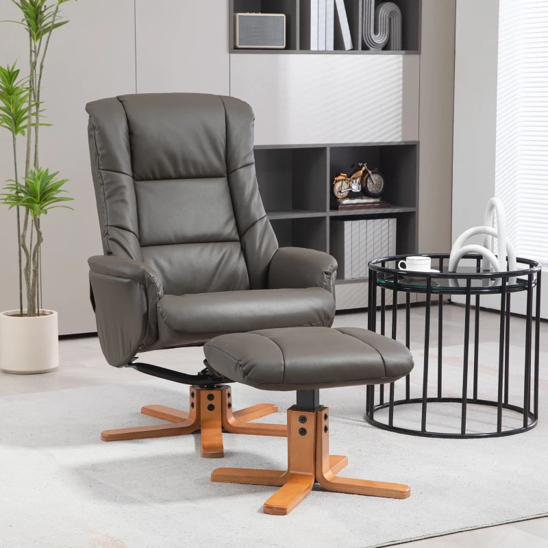 HOMCOM Reclining Chair with Footrest Rocking Backrest Reclining Padded Synthetic Covering Grey
