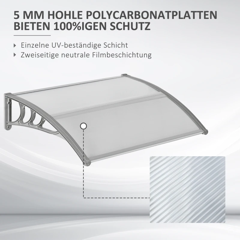 Outsunny Deuroverkapping, Overkapping voor Ingangen en Ramen, 100L x 75B x 23H cm, Zilver