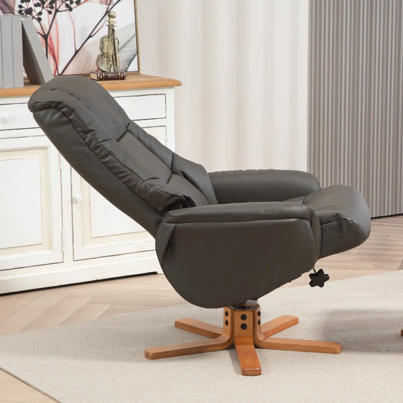 HOMCOM Reclining Chair with Footrest Rocking Backrest Reclining Padded Synthetic Covering Grey