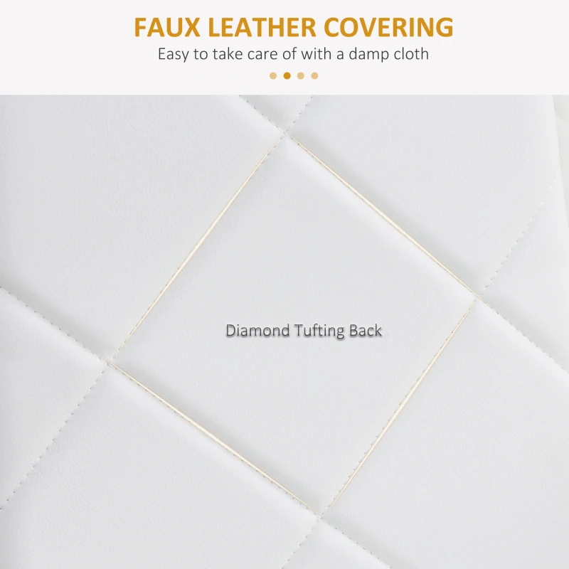 HOMCOM Set of 4 Dining Chairs with High Back, Synthetic Upholstery, and Steel Legs, White