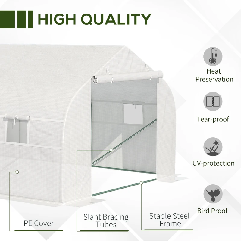 Outsunny  6 x 3 x 2m Walk in Polytunnel Greenhouse with Windows and Door for Garden, Backyard
