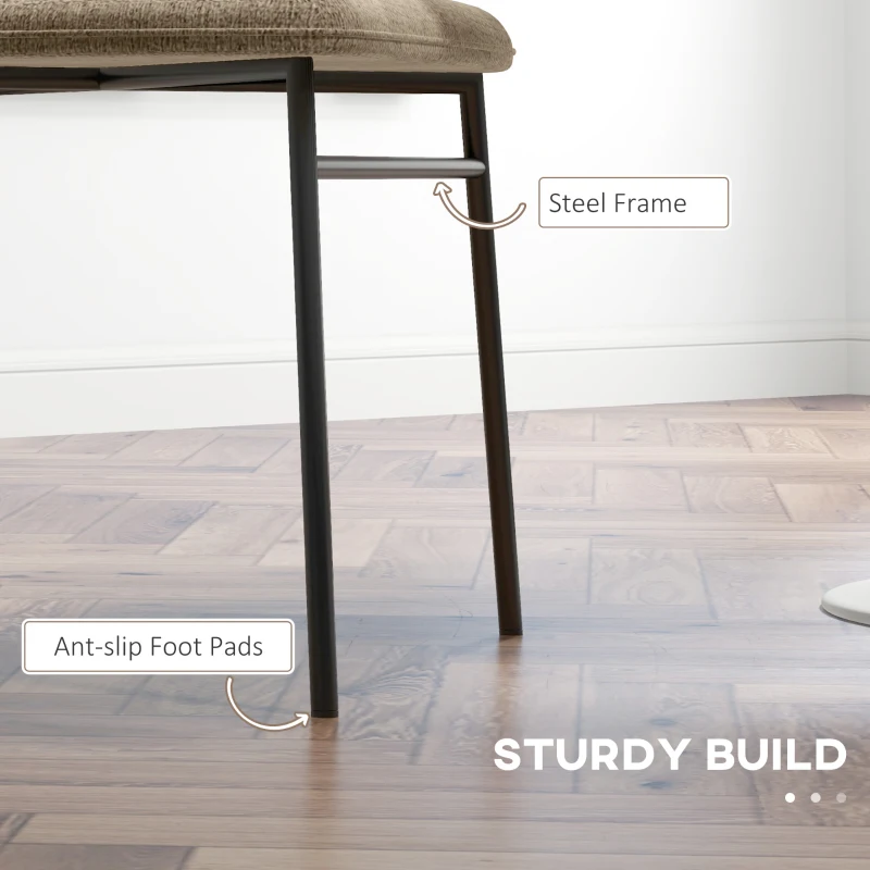 HOMCOM Set of 2 fabric dining chairs with padded seat in linen-look fabric stable steel legs modern design light brown