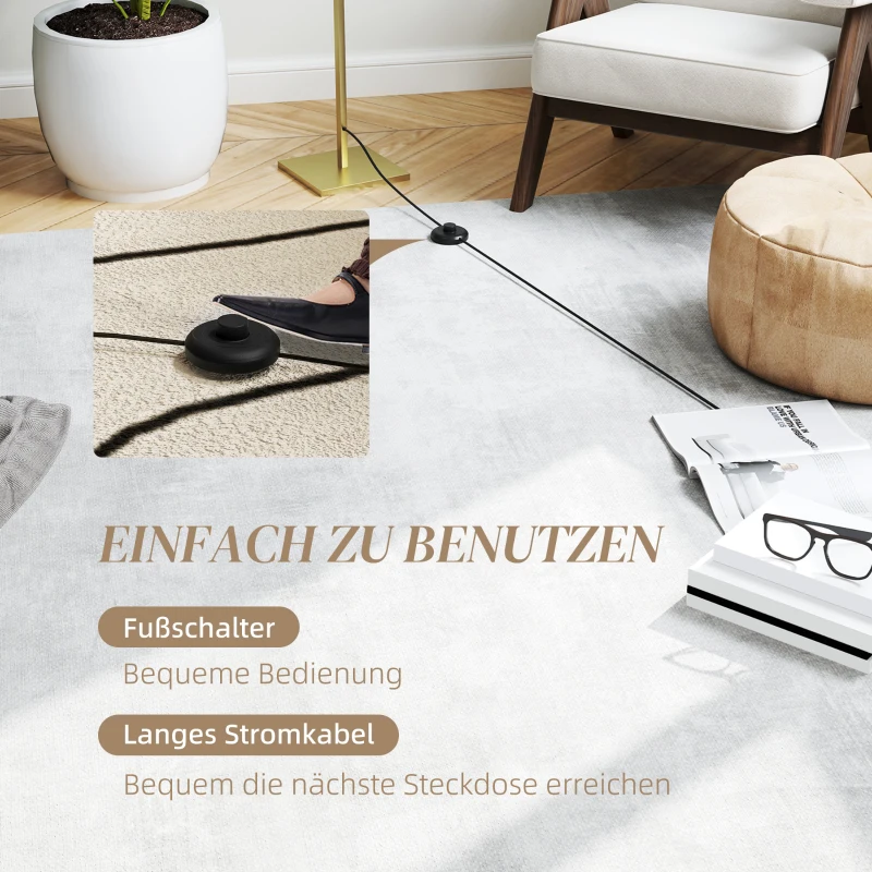 HOMCOM Spiraalvormige Staande Lamp, Voetschakelaar, 3 Helderheidsniveaus, 1,46 m, Goud