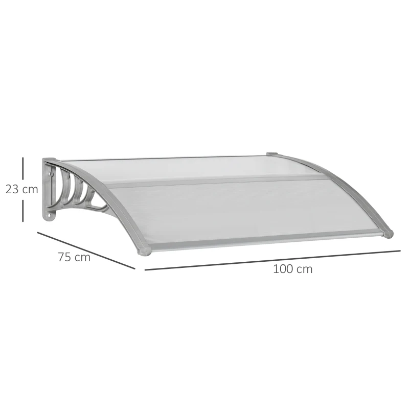 Outsunny Deuroverkapping, Overkapping voor Ingangen en Ramen, 100L x 75B x 23H cm, Zilver