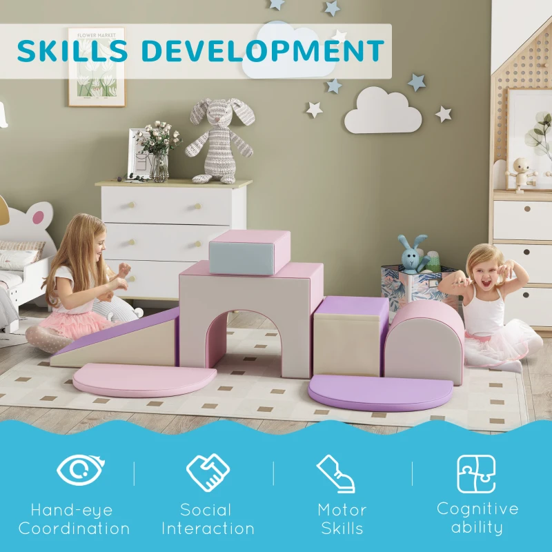 HOMCOM 7PCS Baby Motor Skills Module Baby Motor Skills Course Foam EPE for preschool-age children, multicolor