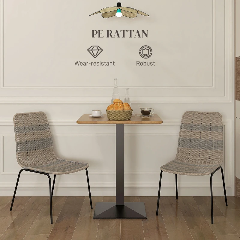 HOMCOM Set of 2 elegant dining chairs, with woven resin rattan imitation, steel base