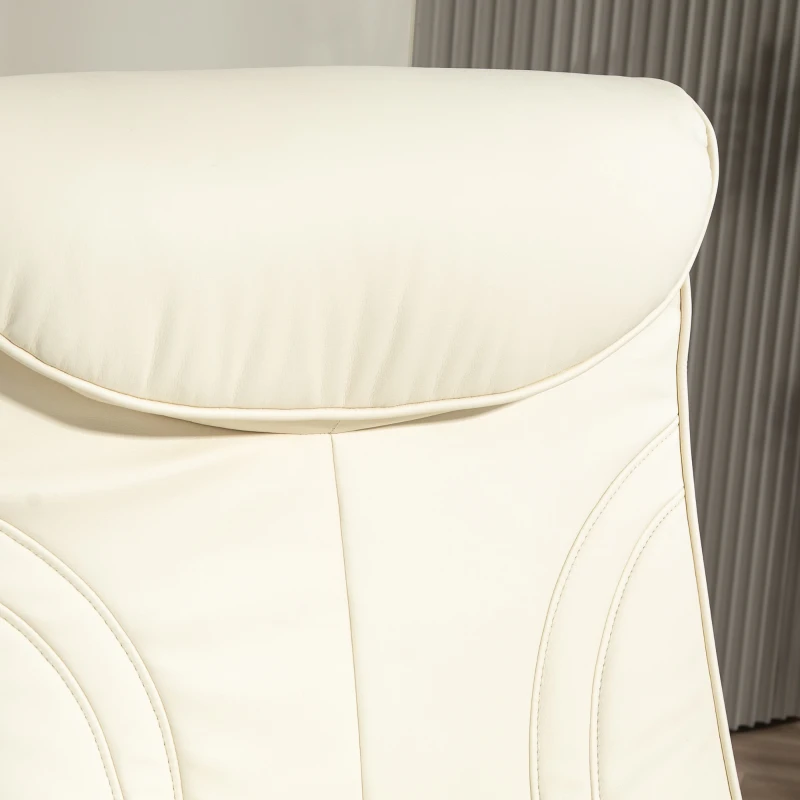 HOMCOM Reclining Armchair with Footrest, Backrest Reclining up to 135°, Synthetic Covering, Cream White