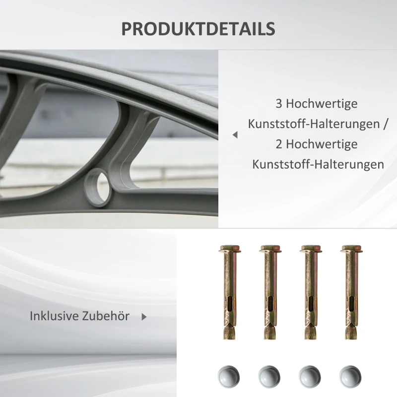 Outsunny Deuroverkapping, Overkapping voor Ingangen en Ramen, 100L x 75B x 23H cm, Zilver