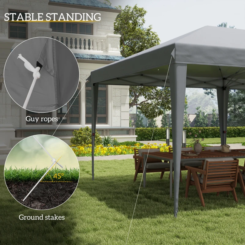 Outsunny 3 x 6 m Pop Up Gazebo, Foldable Canopy Tent, Height Adjustable Wedding Awning Canopy w/ Carrying Bag, Grey(m-7)