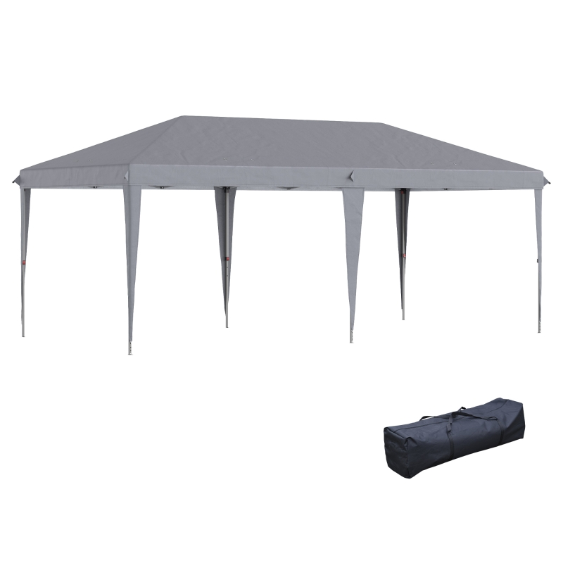 Outsunny 3 x 6 m Pop Up Gazebo, Foldable Canopy Tent, Height Adjustable Wedding Awning Canopy w/ Carrying Bag, Grey(m-11)