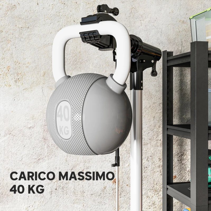 HOMCOM Cavalletto Bici per Manutenzione con Altezza Regolabile, Girevole a 360° e Pieghevole, Massimo 40 kg, Nero