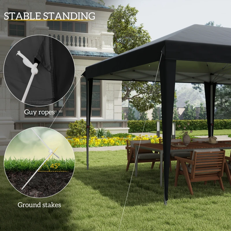 Outsunny 3 x 6 m Pop Up Gazebo, Foldable Canopy Tent, Height Adjustable Wedding Awning Canopy w/ Carrying Bag, Black(m-7)