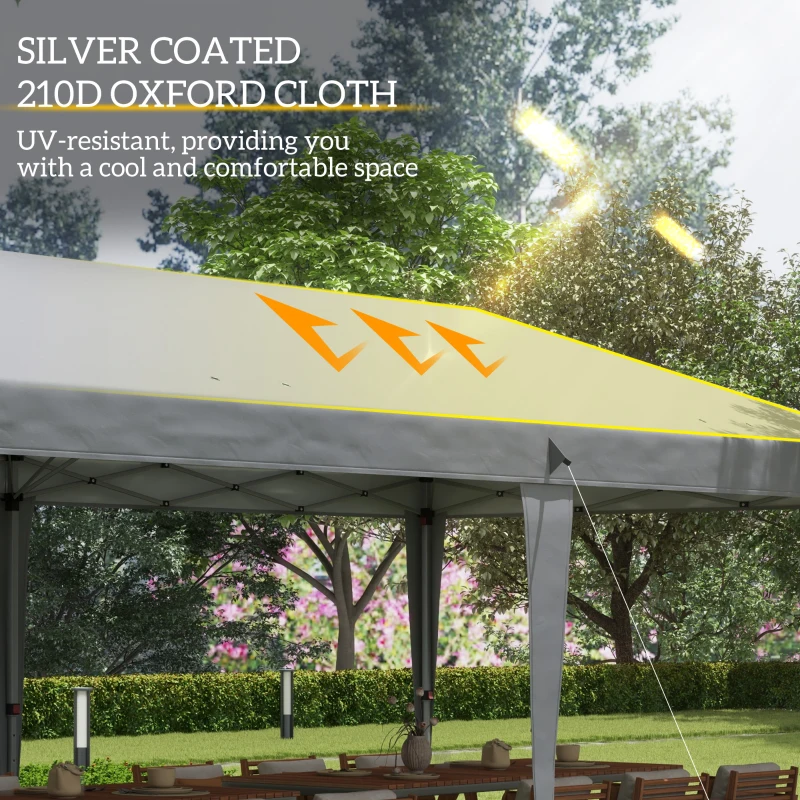 Outsunny 3 x 6 m Pop Up Gazebo, Foldable Canopy Tent, Height Adjustable Wedding Awning Canopy w/ Carrying Bag, Grey(m-6)