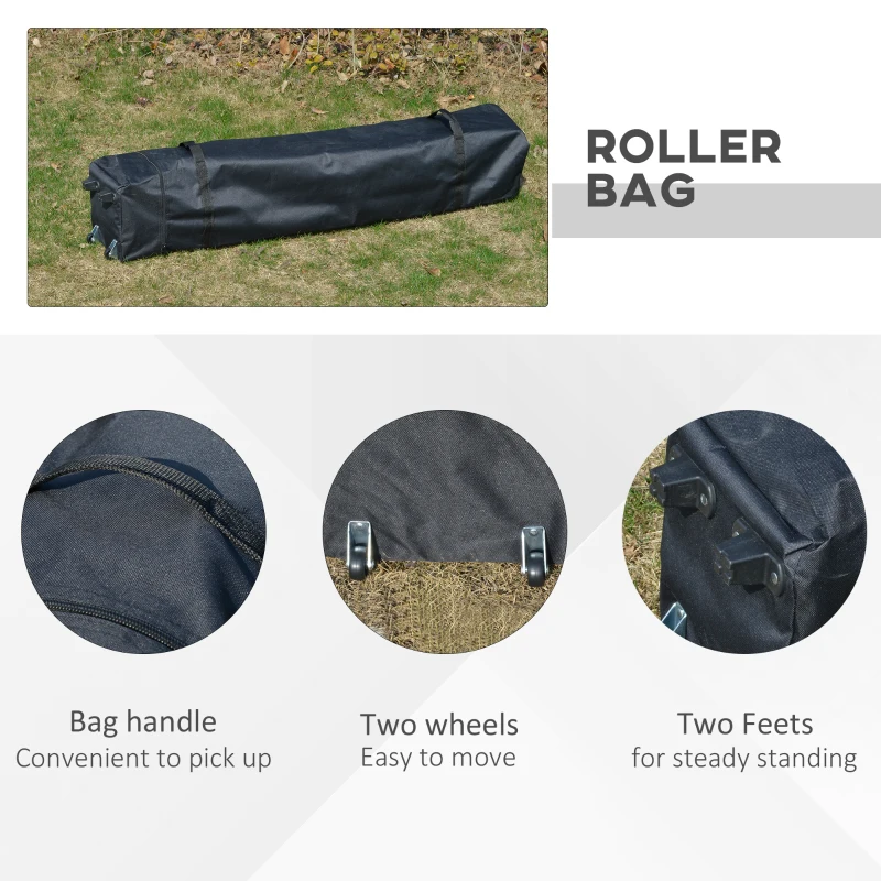 Outsunny 4 x 4m Pop-up Gazebo with Double Roof Canopy Tent, UV Proof, Includes Roller Bag & Adjustable Legs for Outdoor Party, Steel Frame, Dark Grey