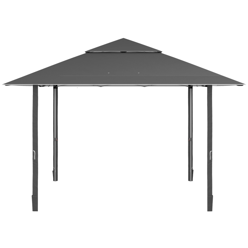 Outsunny 4 x 4m Pop-up Gazebo with Double Roof Canopy Tent, UV Proof, Includes Roller Bag & Adjustable Legs for Outdoor Party, Steel Frame, Dark Grey