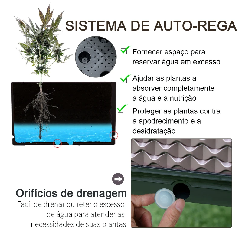 Outsunny Conjunto de 2 Floreiras de Exterior Quadradas Elevadas Combinação Livre Floreiras para Jardim  50x50x46,5 cm Marrom
