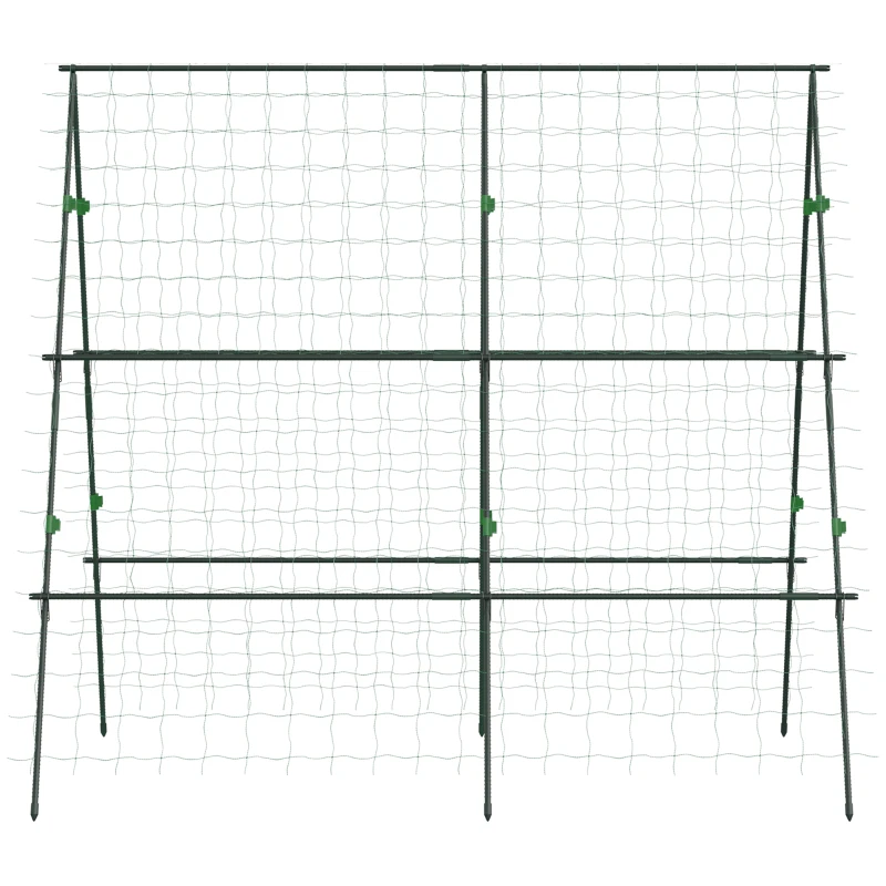 Outsunny Treliça de Jardim Triangular Suporte para Plantas Trepadeiras com Estrutura em Aço 180x100x180 cm Verde