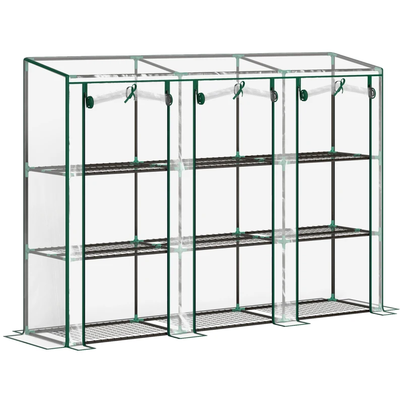 Outsunny Estufa Pequena com Prateleiras de 3 Níveis Portas com Fecho de Correr Estufa para Cultivar 215x46x151 cm Transparente