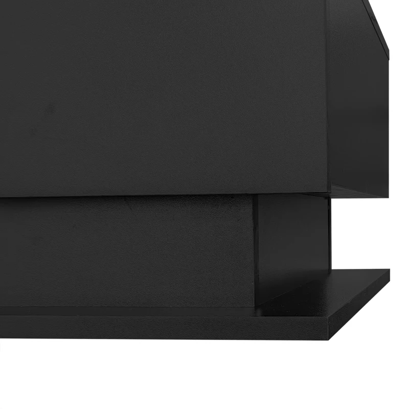 LED Coffee Table with Smart App-Controlled RGB Lighting, High Gloss Finish, Glass Top and Drawer, 100L x 50W x 32H cm, Black