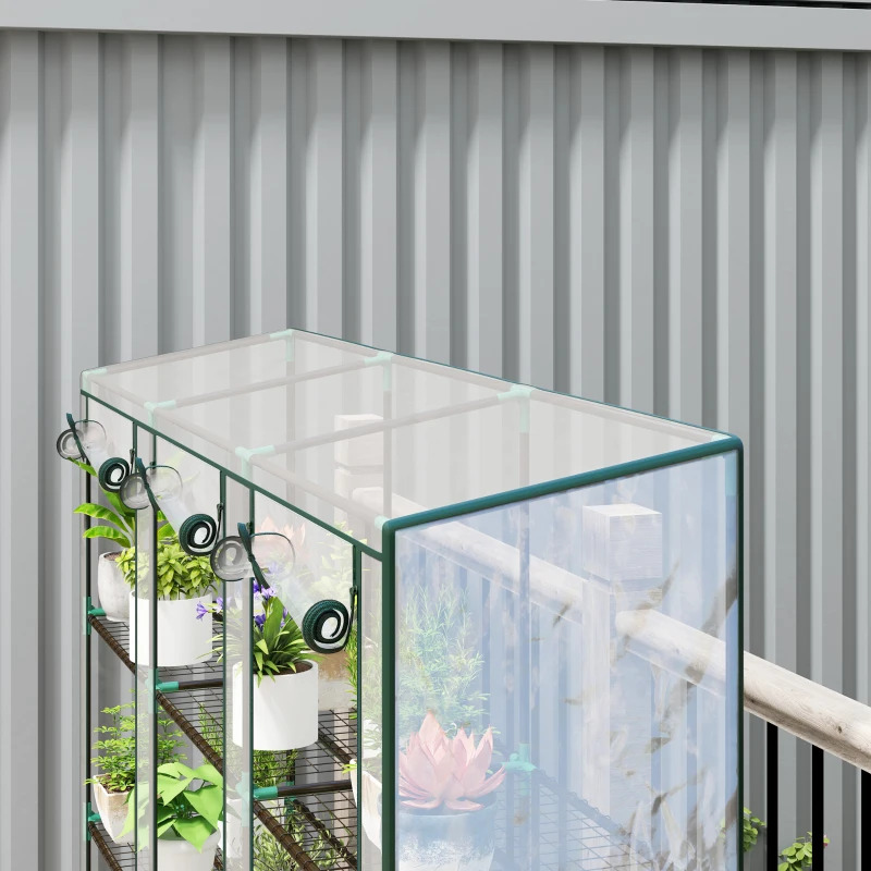 Outsunny Estufa Pequena com Prateleiras de 3 Níveis Portas com Fecho de Correr Estufa para Cultivar 215x46x151 cm Transparente