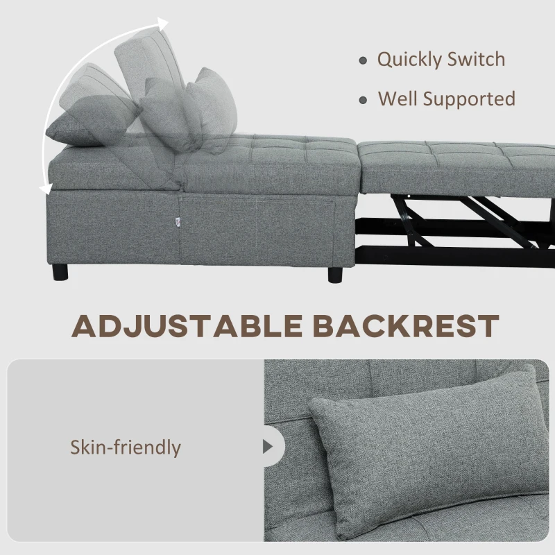 HOMCOM Four-In-One Single Sleeper Chair - Dark Grey