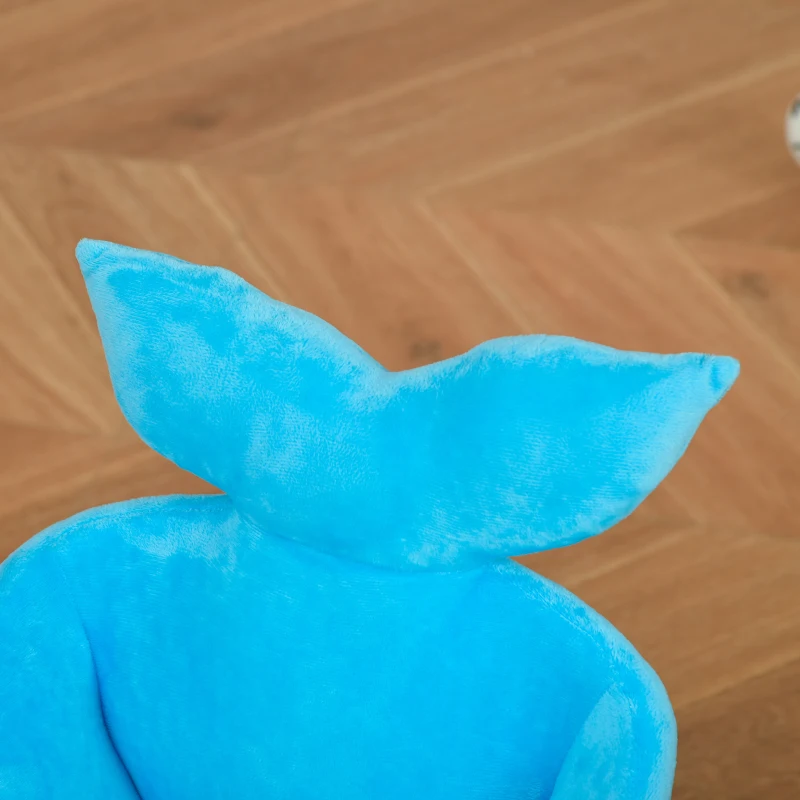 HOMCOM Baloiço com Forma de Baleia para Crianças de 18-36 Meses Baloiço de Pelúcia com Sons Cinto de Segurança e Apoio para os Pés 60x33x50 cm Azul