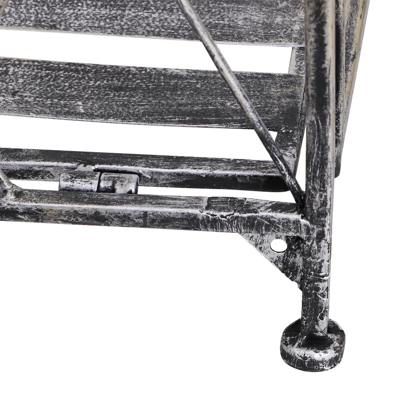 Outsunny Suporte para Plantas Dobrável Suporte para Vasos de Plantas de 3 Níveis com Estrutura de Metal 44x25x96 cm Prata