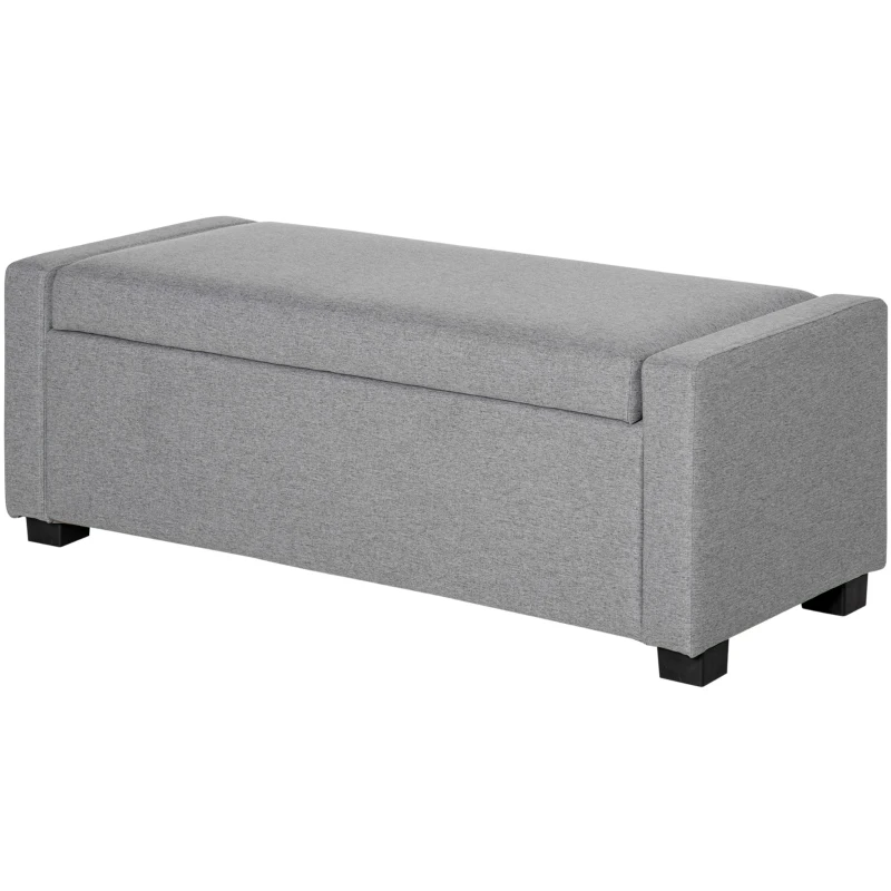 Banca dormitor HOMCOM cu Compartiment de Depozitare din Tesatura, 120x50x44cm - Gri(m-11)