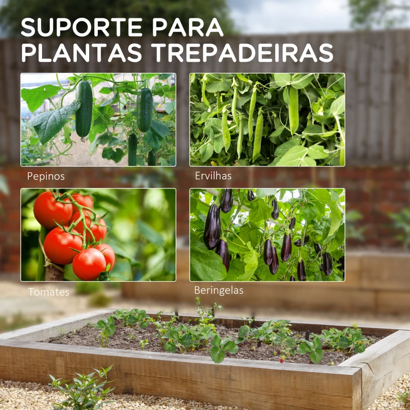 Outsunny Treliça de Jardim Triangular Suporte para Plantas Trepadeiras com Estrutura em Aço 180x100x180 cm Verde