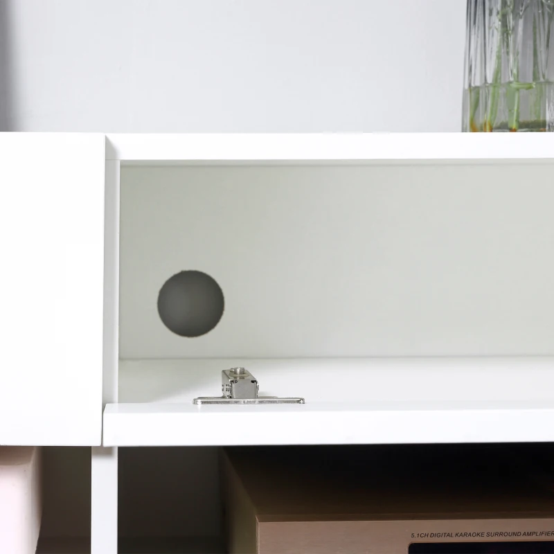 HOMCOM Móvel de TV de Parede com 2 Compartimentos e 2 Armários com  para Televisores de 60 Polegadas 140x32x31 cm Branco