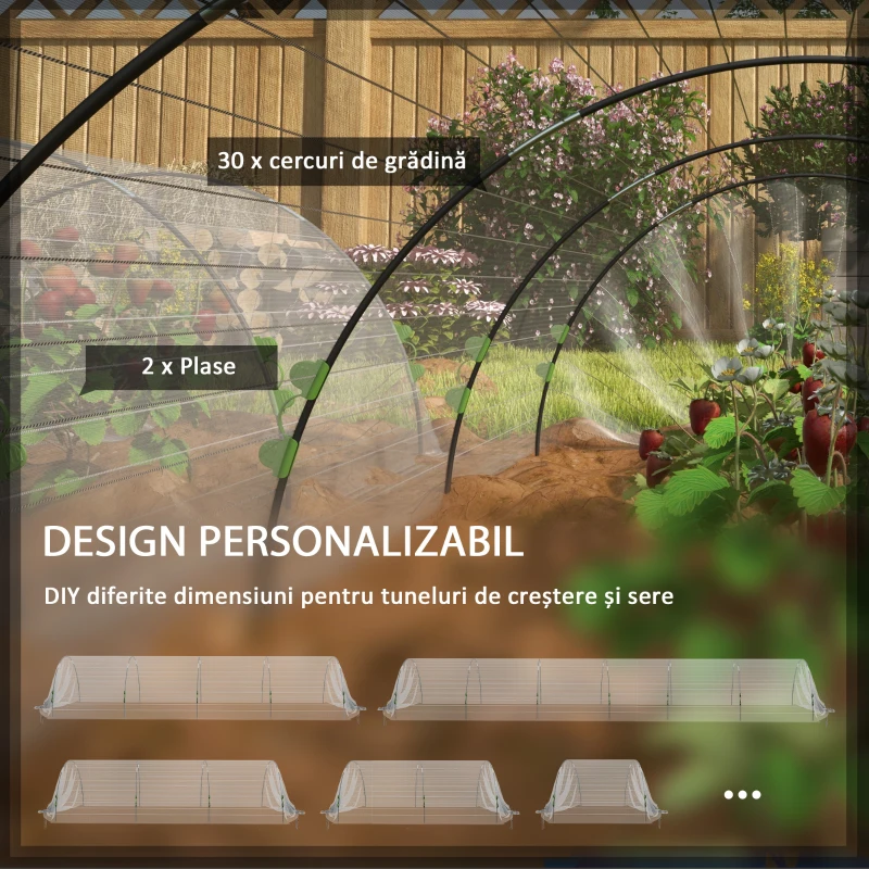 Outsunny Set de plasă de grădină cu 30 de cercuri și 20 de cleme