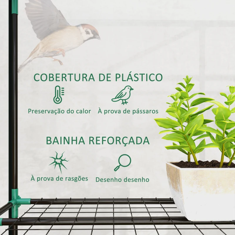 Outsunny Estufa Pequena com Prateleiras de 3 Níveis Portas com Fecho de Correr Estufa para Cultivar 215x46x151 cm Transparente