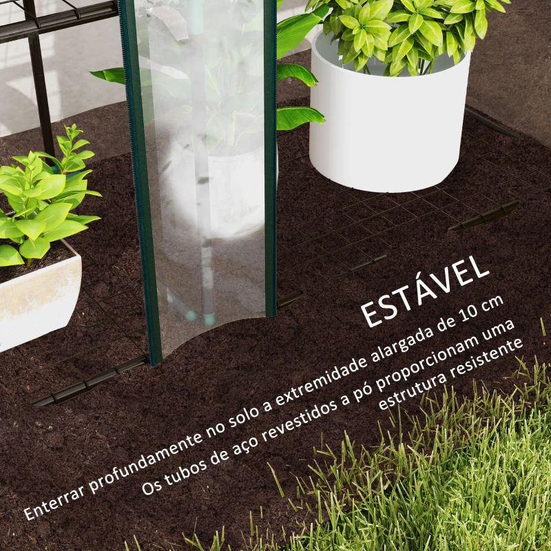 Outsunny Estufa Pequena com Prateleiras de 3 Níveis Portas com Fecho de Correr Estufa para Cultivar 215x46x151 cm Transparente