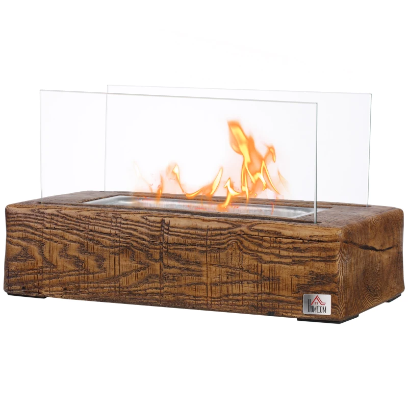 HOMCOM Semineu de masa cu alcool, capac din otel inoxidabil pentru interior si exterior, 0,15 L Max 18 m², arde pana la 45 de minute, natural