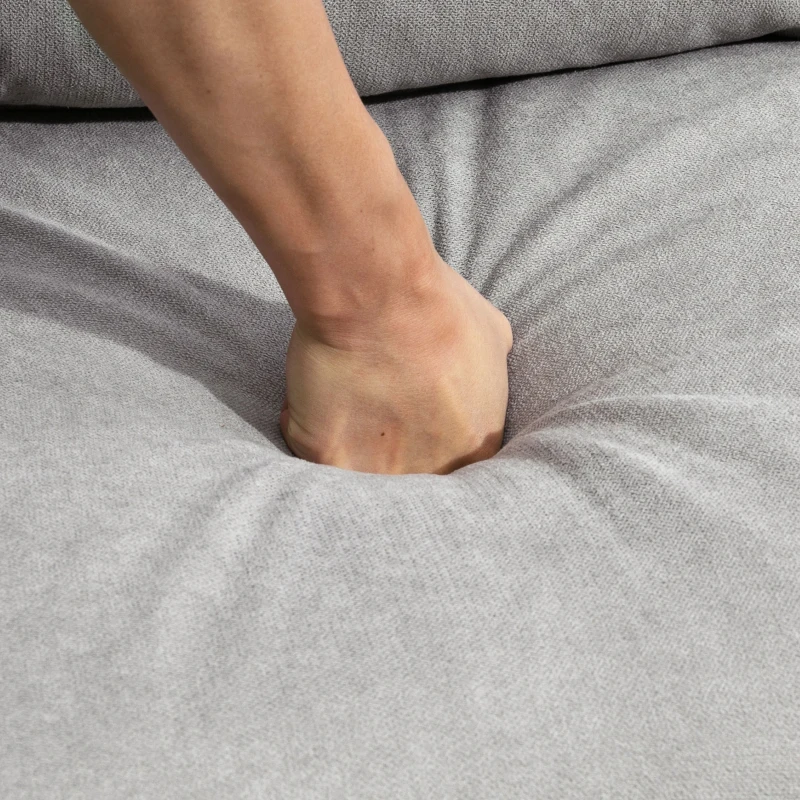 HOMCOM Fabric Upholstery Double Seat Sofa Compact Loveseat Couch Living Room Furniture 2 Seater with Tufted Back Cushions, Grey