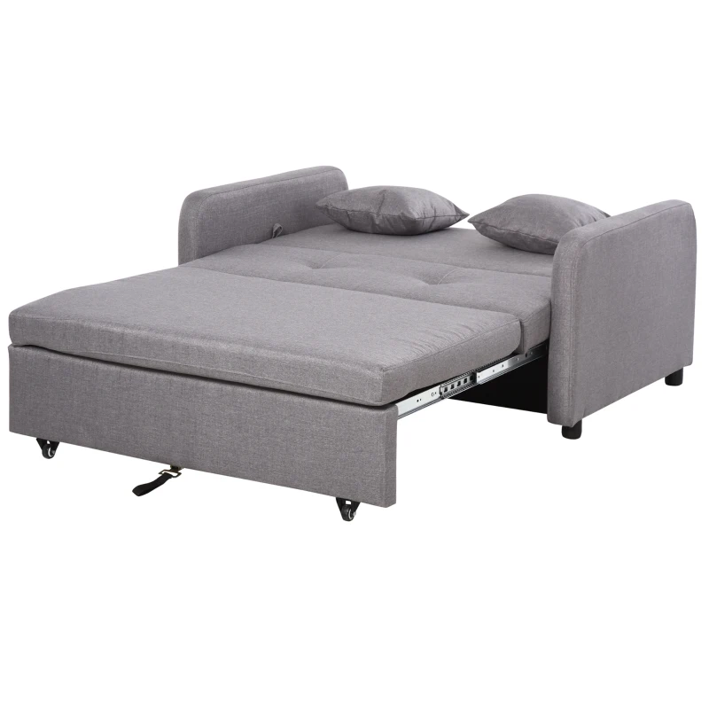 HOMCOM Canapea Extensibila cu Compartiment de Depozitare si Design Modern din In, Gri(m-10)