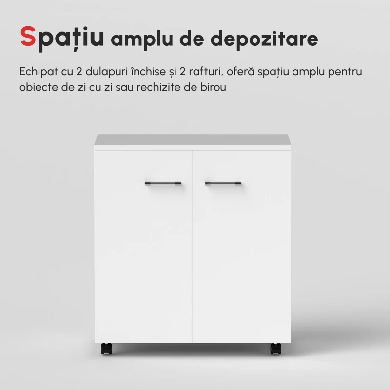 HOMCOM comoda TV, roti incluse, 60x35x65cm, alba