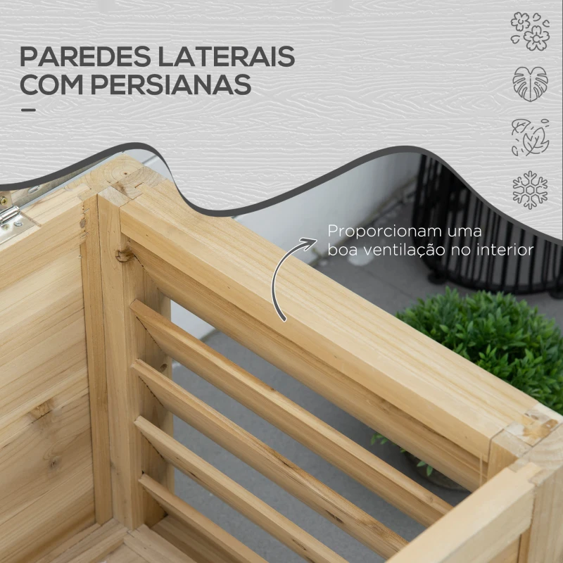 Outsunny Baú de Jardim Carga 155L Baú de Armazenamento Exterior de Madeira com Tampa de Metal Galvanizado110x50x50 cm Madeira