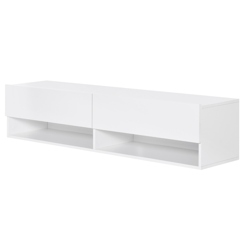 HOMCOM Móvel de TV de Parede com 2 Compartimentos e 2 Armários com  para Televisores de 60 Polegadas 140x32x31 cm Branco