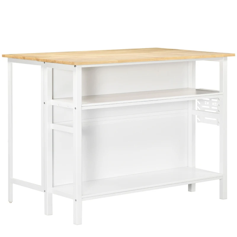 HOMCOM Insula Bucatarie 120×76×91,5 cm – Blat Pliabil, Lemn & Otel(m-12)