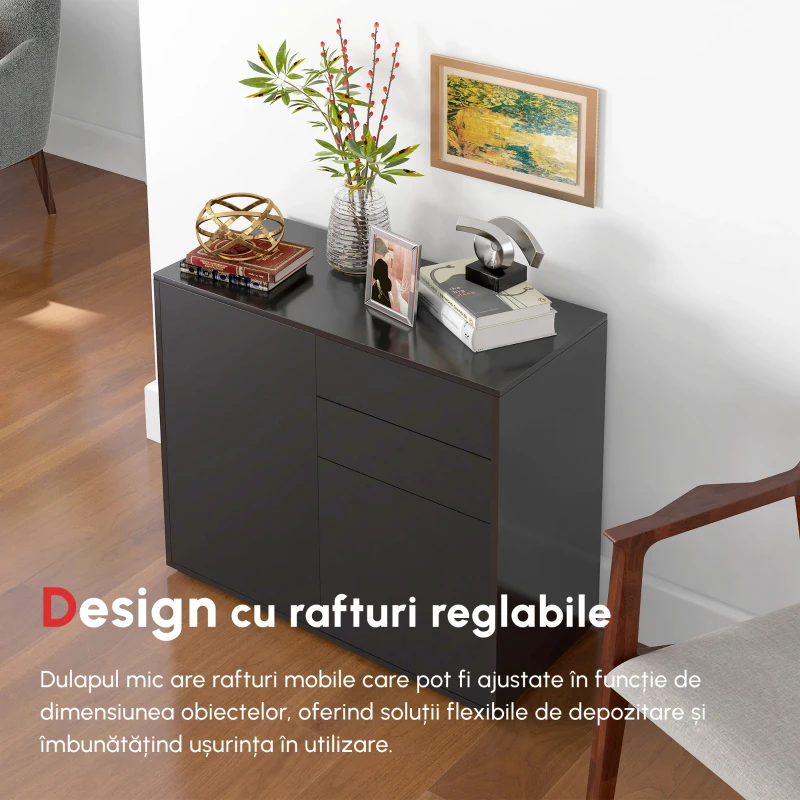 Homcom Mobilier Multiuz 79×36×74 cm – Alb cu Sertare si Dulapuri Push(m-8)