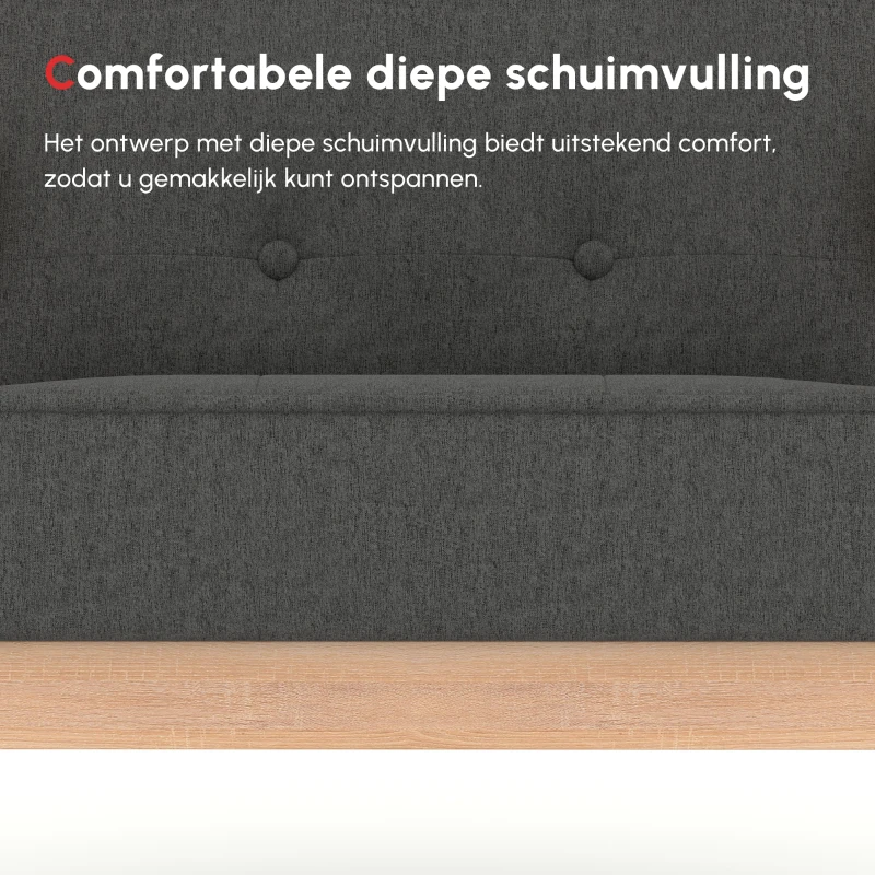 HOMCOM® eenpersoonsbank loungestoel gepolsterde stoel met armleuningen houten frame linnen grijs 64,5 x 70 x 70 cm