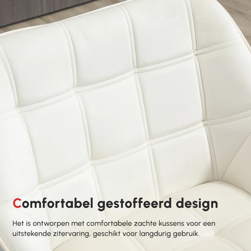 HOMCOM Gestoffeerde Accentstoel, Scandinavisch Design, Samtoptiek, tot 120 kg, Rubberhout Poten, Crème