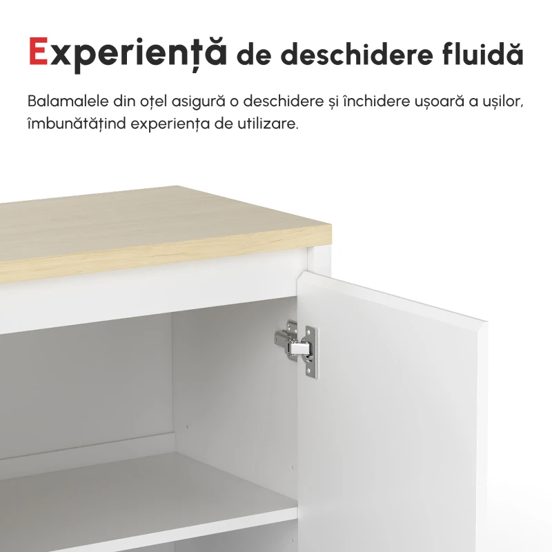 Homcom Bufet Alb – Dulap Usi Duble & Raft Reglabil pentru Depozitare