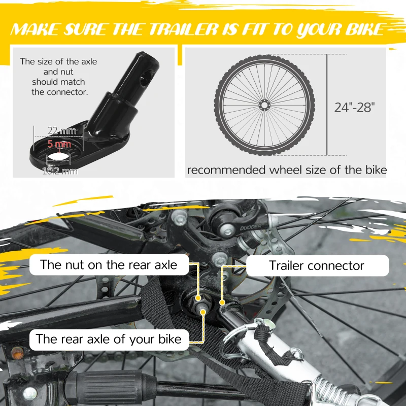 HOMCOM Child Bike Trailer 2 In 1 Baby Stroller 2-Seater Transport Carrier with Brake, 5 Point Harness, Storage Bag, Reflector, Flag, Red