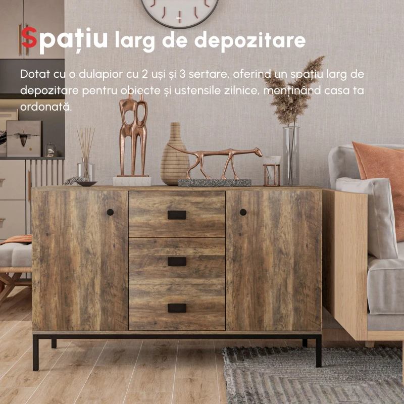 Homcom Dulap Industrial – Lateral cu Sertare & Rafturi Reglabile