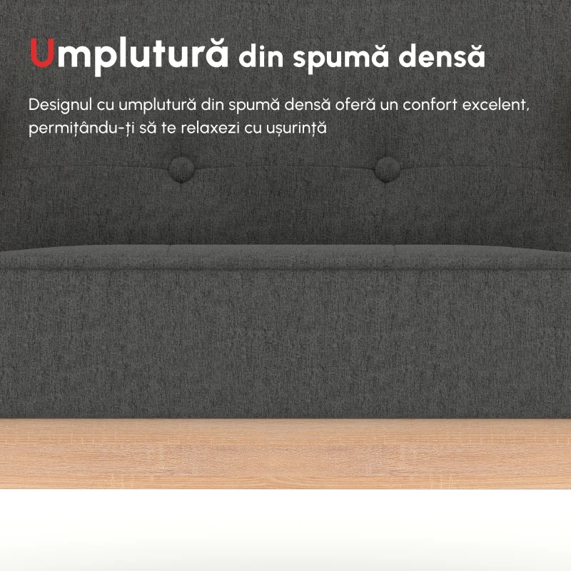 HOMCOM Fotoliu Vintage Stil Scandinav Moale și Confortabil Capitonat cu Butoni, 64,5x70x74 cm, Gri